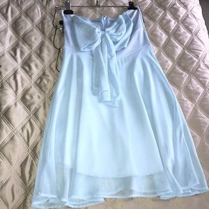 Baby blue strapless dress